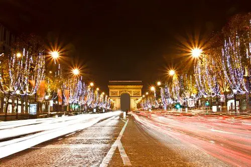 Champs Elysees light on for Christmas day - ultimate france travel guide