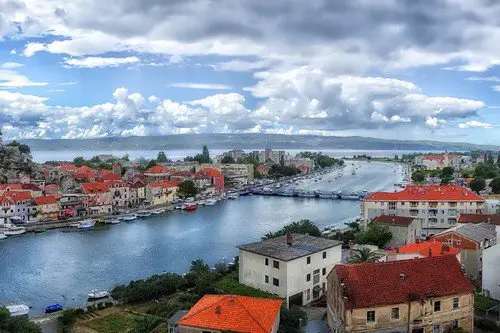 Croatia Waterway and Red Roofed Homes