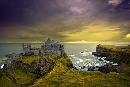 Fabulous ruins of Dunluce castle in Northern Ireland