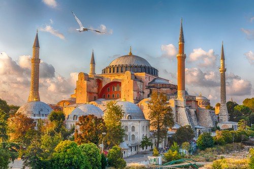 Hagia Sophia in Istanbul, Turkey, wonderful sunny view.