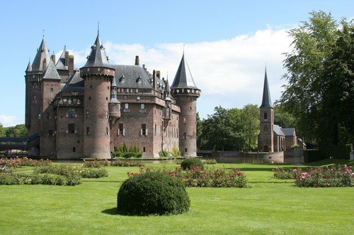 Medieval castle in Holland, featuring the church and wonderful rosegarden.