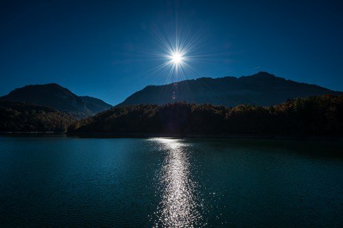 Moon over the lake near Lucerne