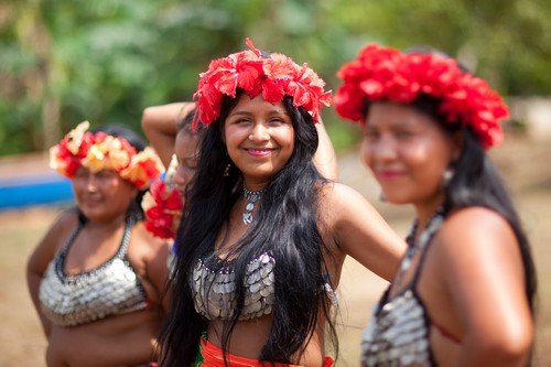 Native american girls and woman, Embera tribe.