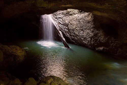 Natural Bridge Cave Waterfall.