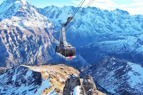 Scenic tramway in the Swiss Alps