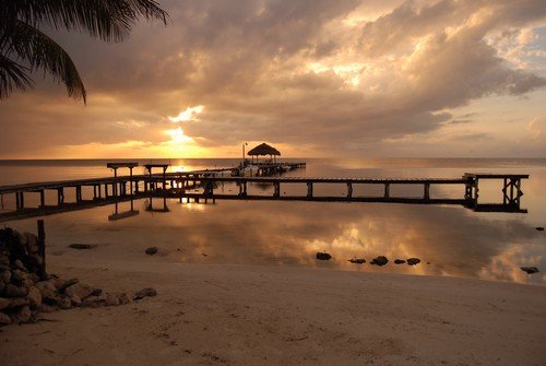 Sunrise on coast of Belize.