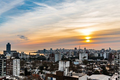Montevideo (the capital of Uruguay in South America) at a very nice sunset