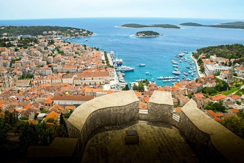 The Hvar city in Split-Dalmatia County, Croatia. Island, port.