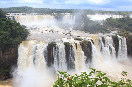 The Iguazu Falls, on the border of Argentina, Brazil, and Paraguay