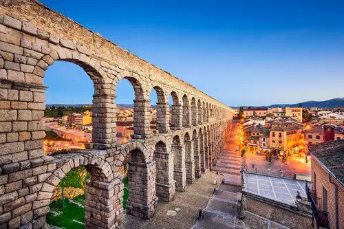 Segovia, Spain at the ancient Roman aqueduct.