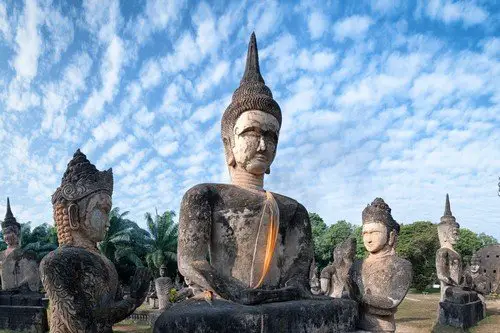 Laos Buddha park.Tourist attraction and public park in Vientiane