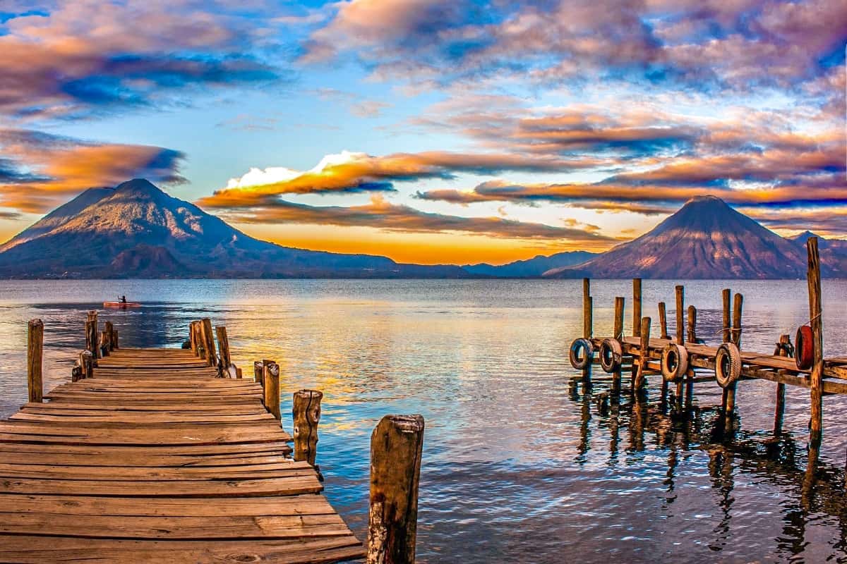 Scenic view of Sunset at Lago Atitlan, Guatemala