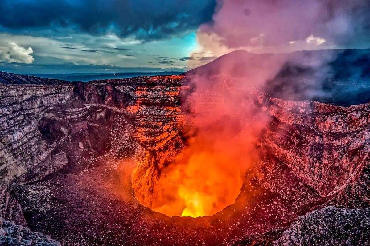 Aerial photography of Masaya Volcano National Park in Nicaragua.