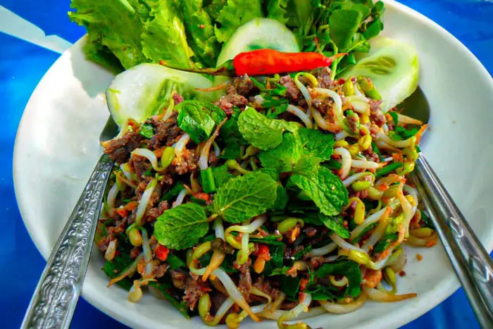 7 Laab Diip – Raw Beef Salad - Laos Cuisine
