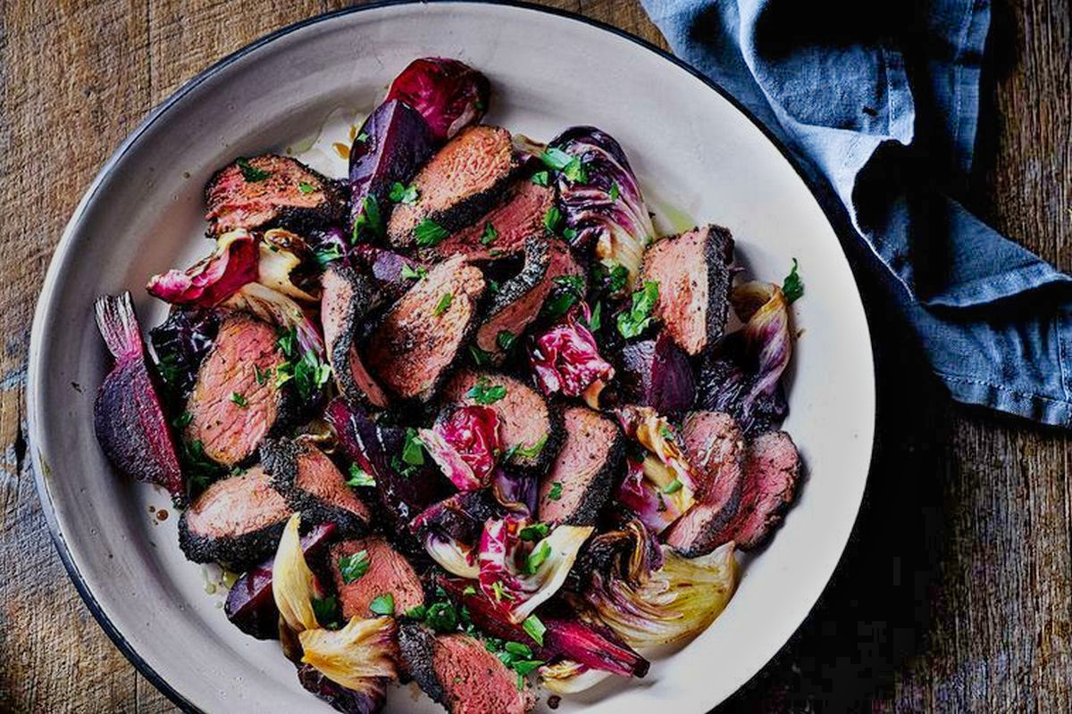 Chargrilled Kangaroo with Beetroot and Radicchio - Australian food recipes