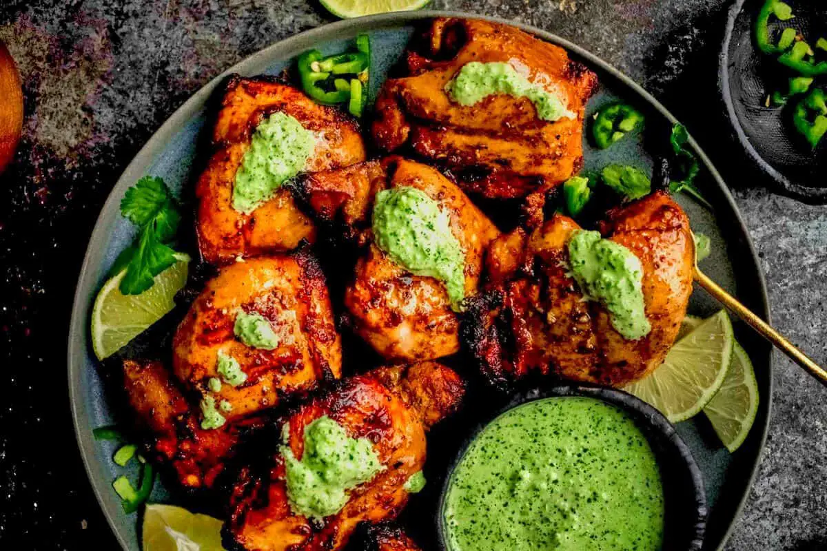 Peruvian Chicken with Green Sauce (Aji Verde) - traditional Peruvian food