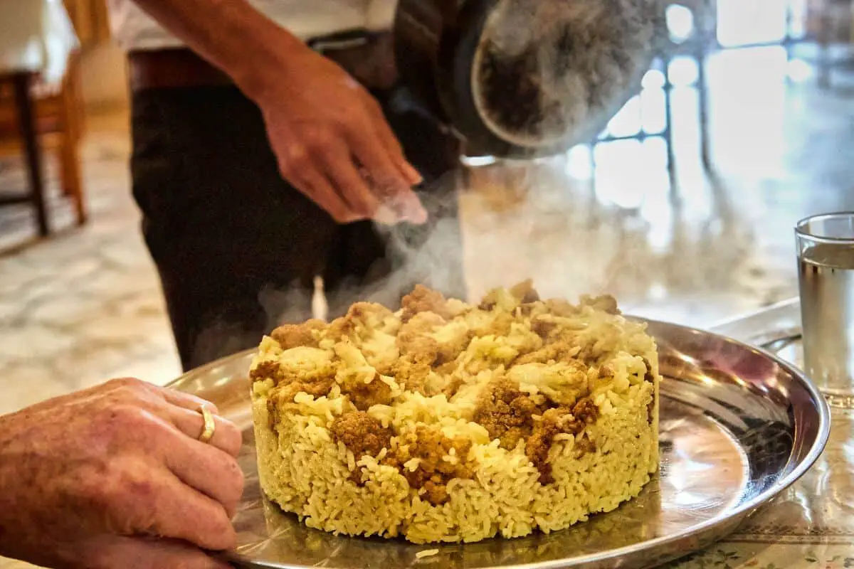 Maqluba (Makloubeh) with Lamb (Arabic rice dish)