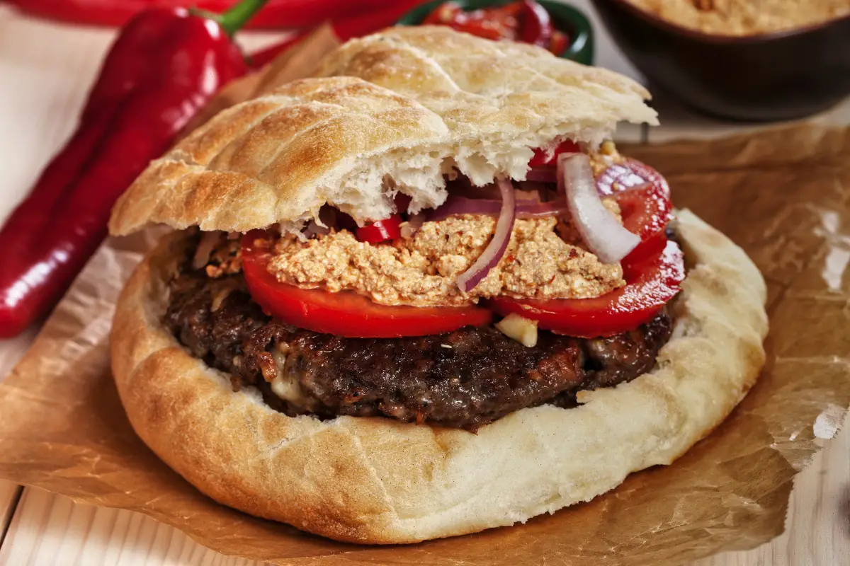 Serbian food - Pljeskavica - Traditional Serbian Burger