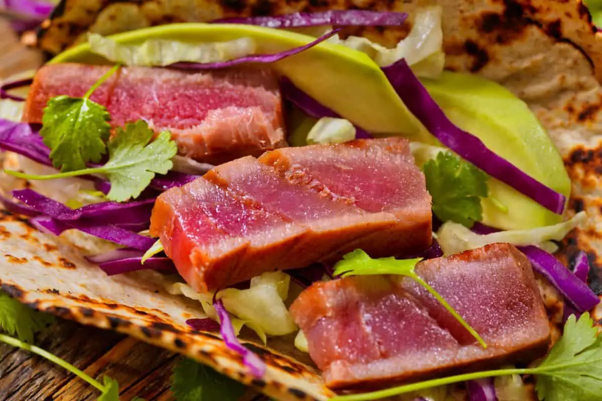 authentic Israeli recipes - Seared Ahi Tuna w Roasted Vegetable Cous Cous