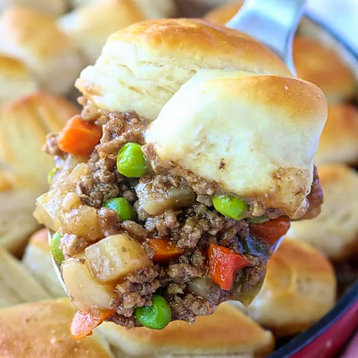 14. Skillet Ground Beef with Biscuits