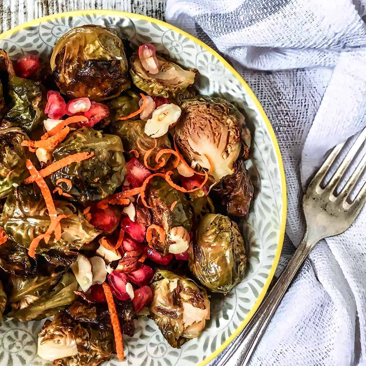 32. Orange Roasted Brussels Sprouts w Pomegranate & Hazelnut