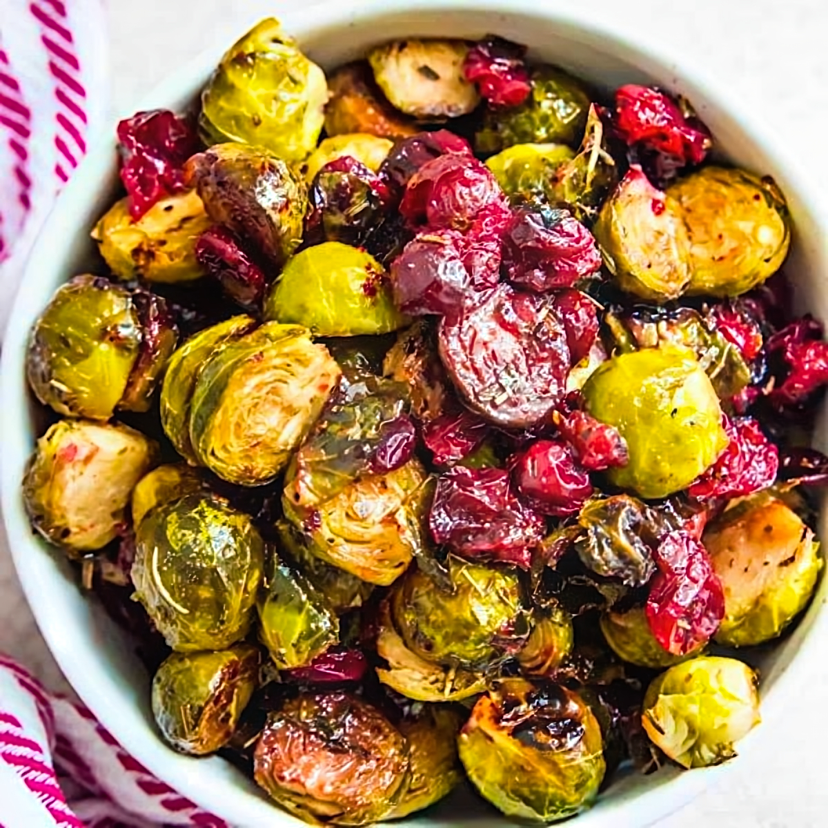 7. Maple Balsamic Brussels Sprouts and Cranberries - holiday brussel sprout recipes