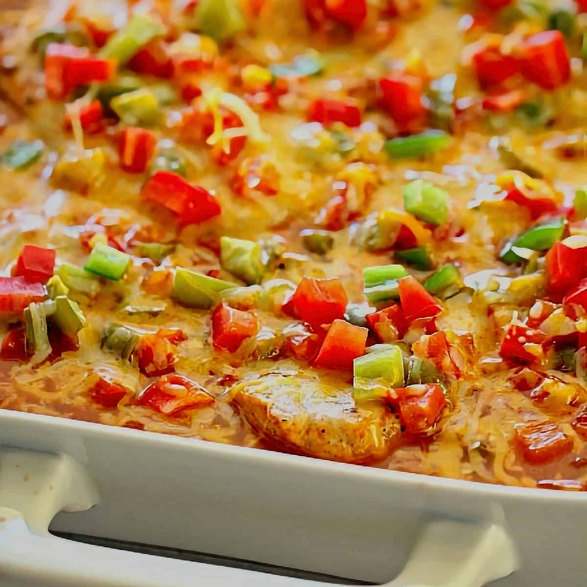 11. Fiesta Pork Chops and Rice Bake Recipe