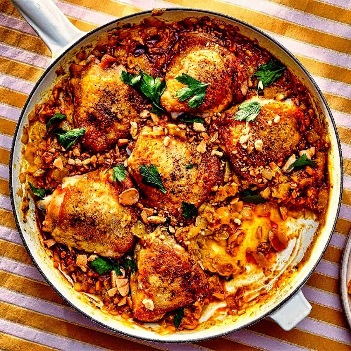 11. Spanish Almond Chicken with Saffron-Wine Sauce - Chicken recipes from Spain