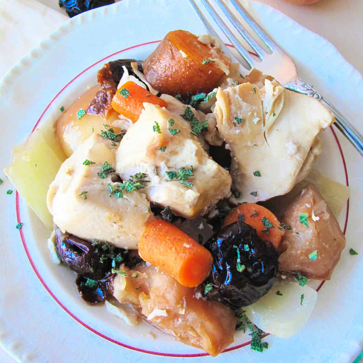 13. AIP Slow Cooker Chicken Stew With Plums, Carrots and Apples