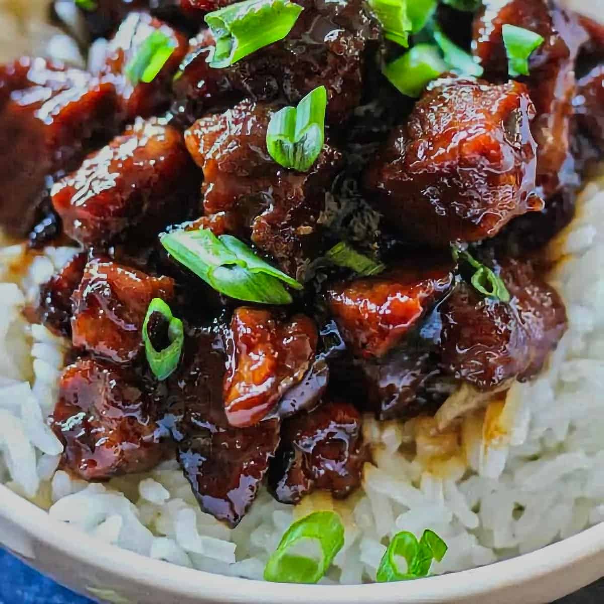13. Sweet Caramelized Pork and Rice Recipe
