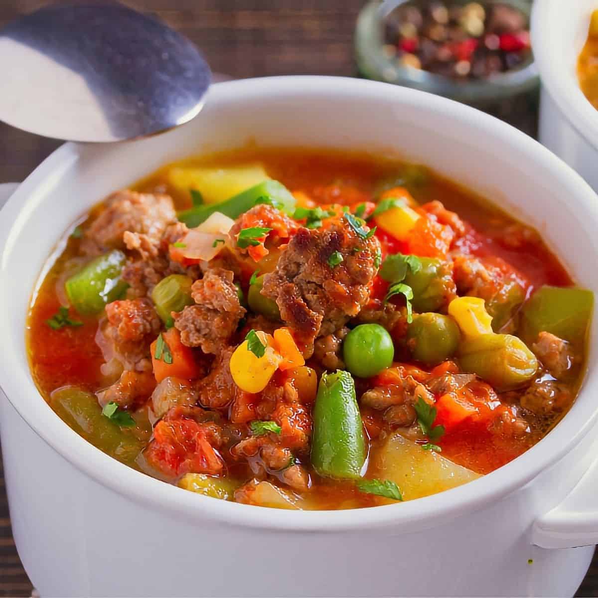 14. Slow Cooker Italian Hamburger Soup - Italian beef recipes for Crock Pot