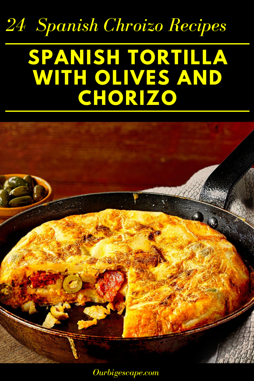 Spanish Tortilla with Olives and Chorizo - Spanish recipes for chorizio