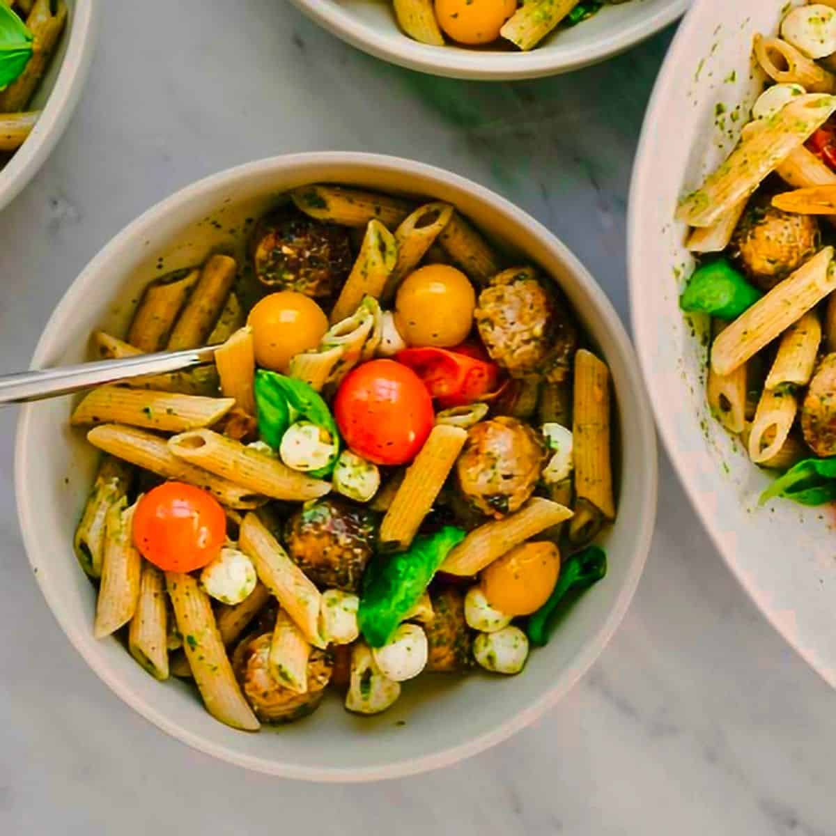 16. Caprese Pasta with Italian Sausage