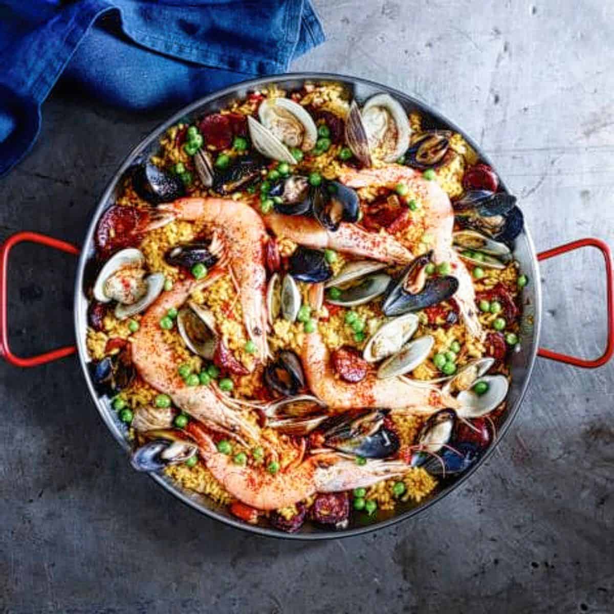 Spanish Paella with Chorizo and Seafood