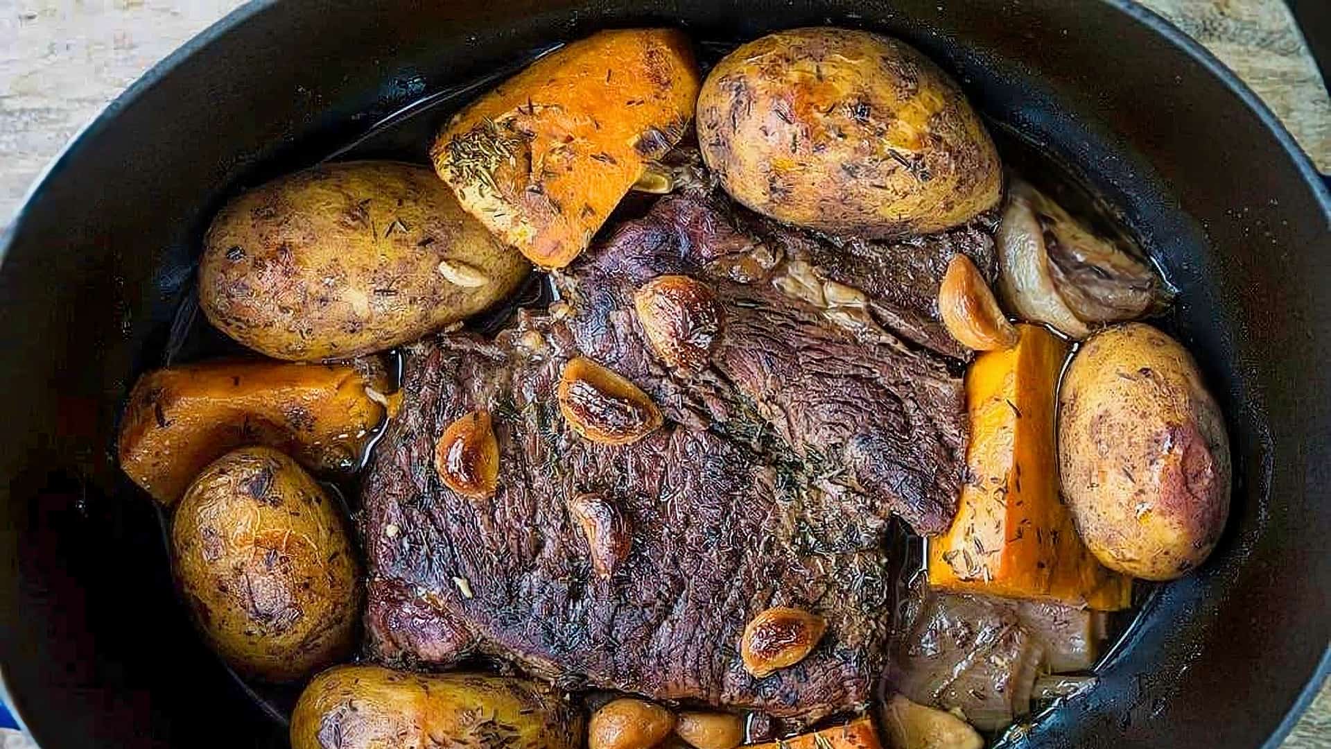 Recipe for Dutch Oven Pot Roast - Beef Pot Roast w/ Sweet Potatoes