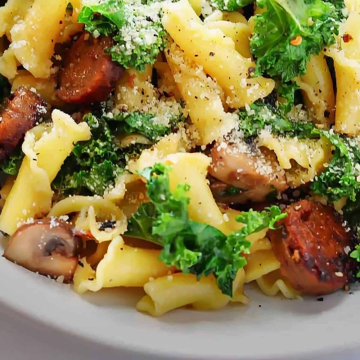 4. Vegetarian Pasta with Italian Sausage, Kale and Mushrooms - recipes for Italian Sausage with pasta