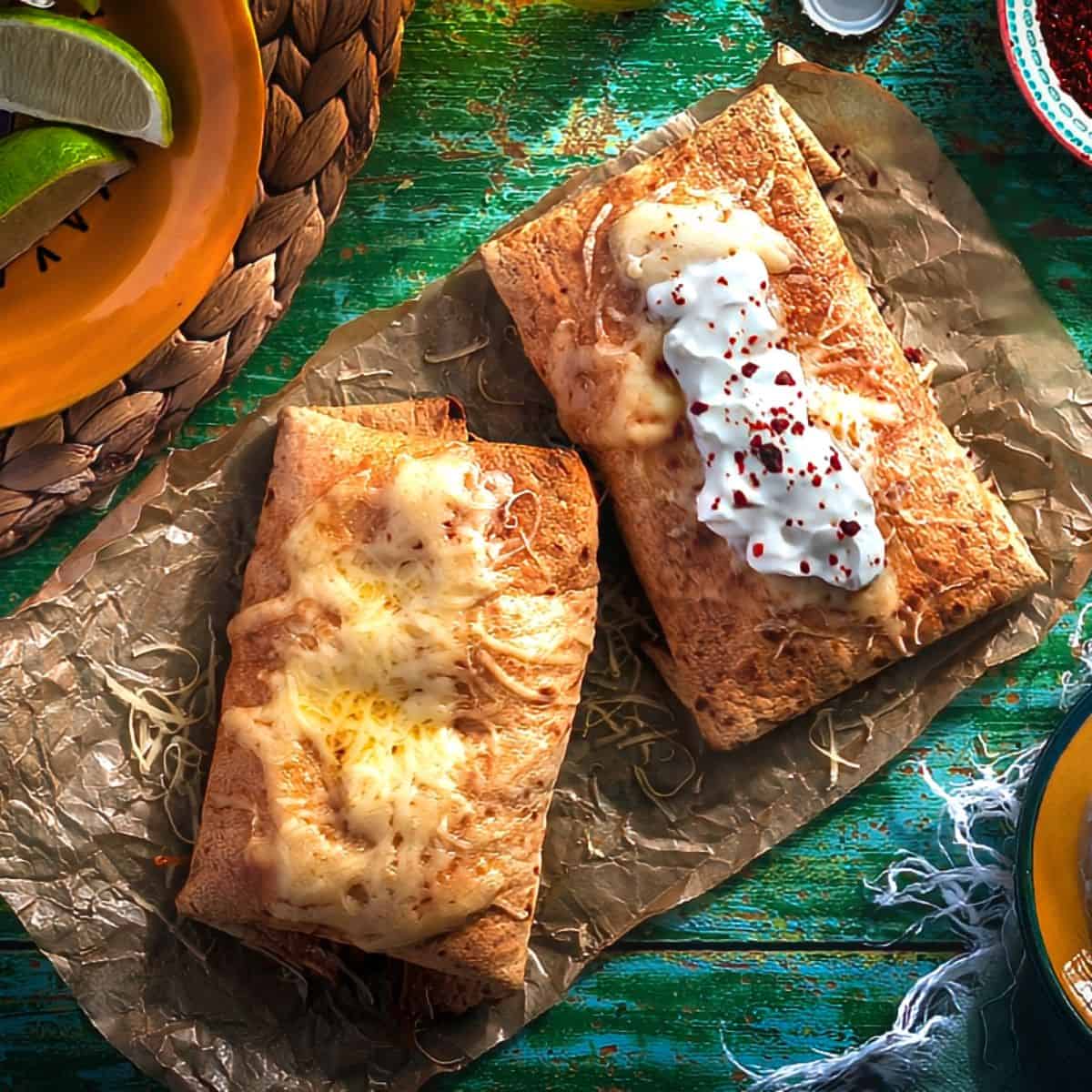 Air Fryer Beef and Bean Chimichangas - Mexican air fryer recipes