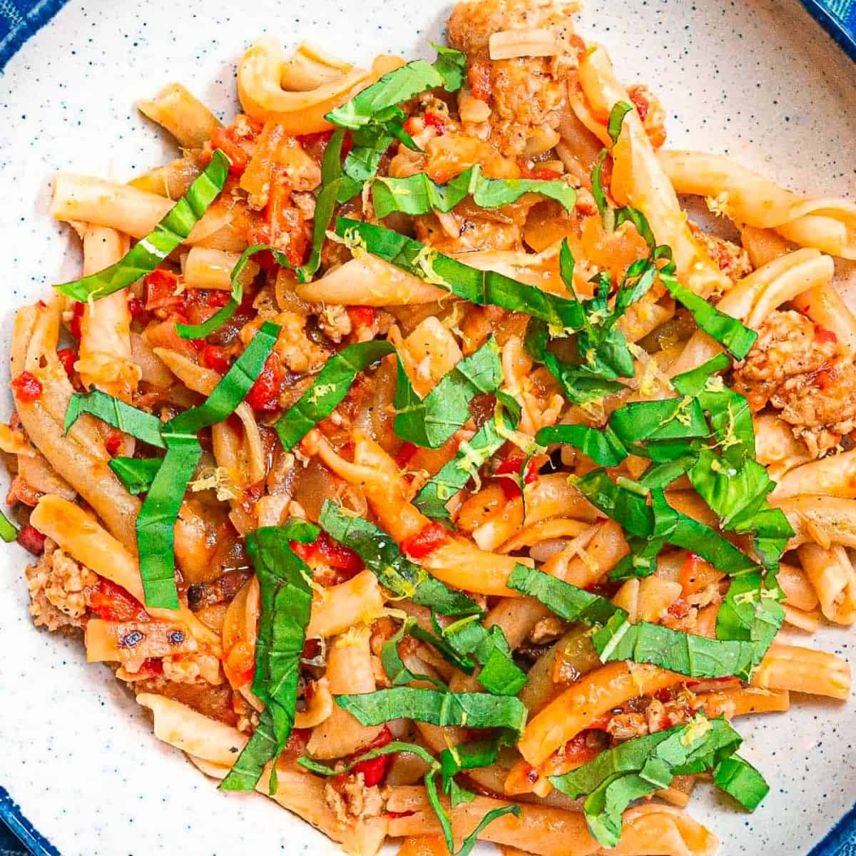 9. Pasta with Italian Sausage and Roasted Red Peppers - recipe for Italian Sausage with pasta
