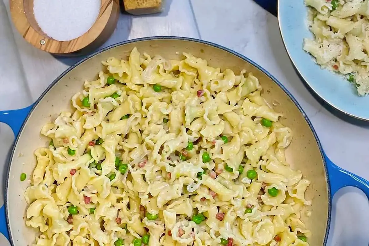 13. Peas and Pancetta Campanelle Pasta