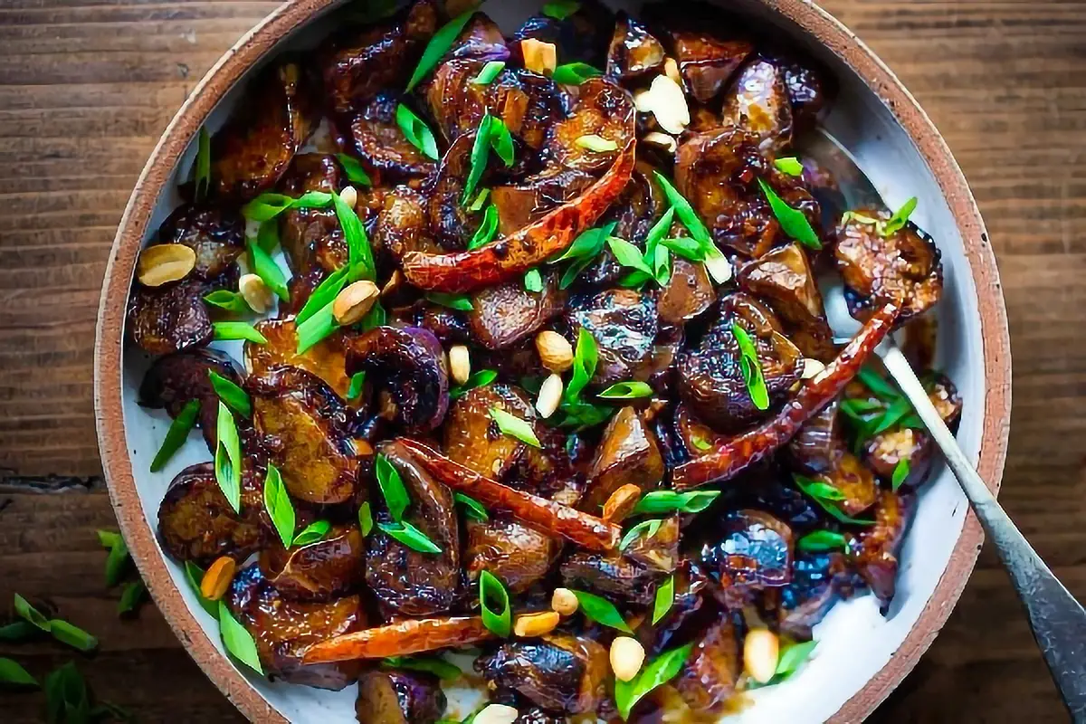 14. Chinese Eggplant with Spicy Szechuan Sauce
