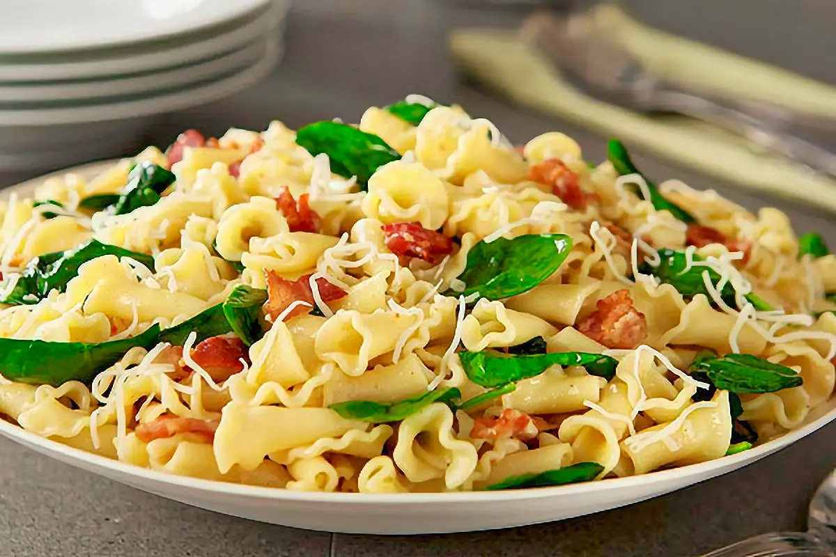 16. Campanelle with Spinach & Bacon