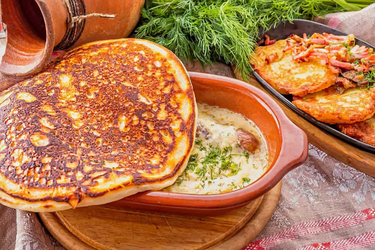 21. Belarusian Machanka with Yeast Crepes - Food From Belarus