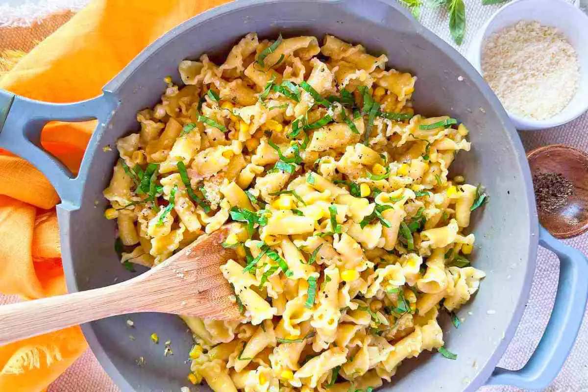 21. Creamy Sweet Corn and Basil Campanelle