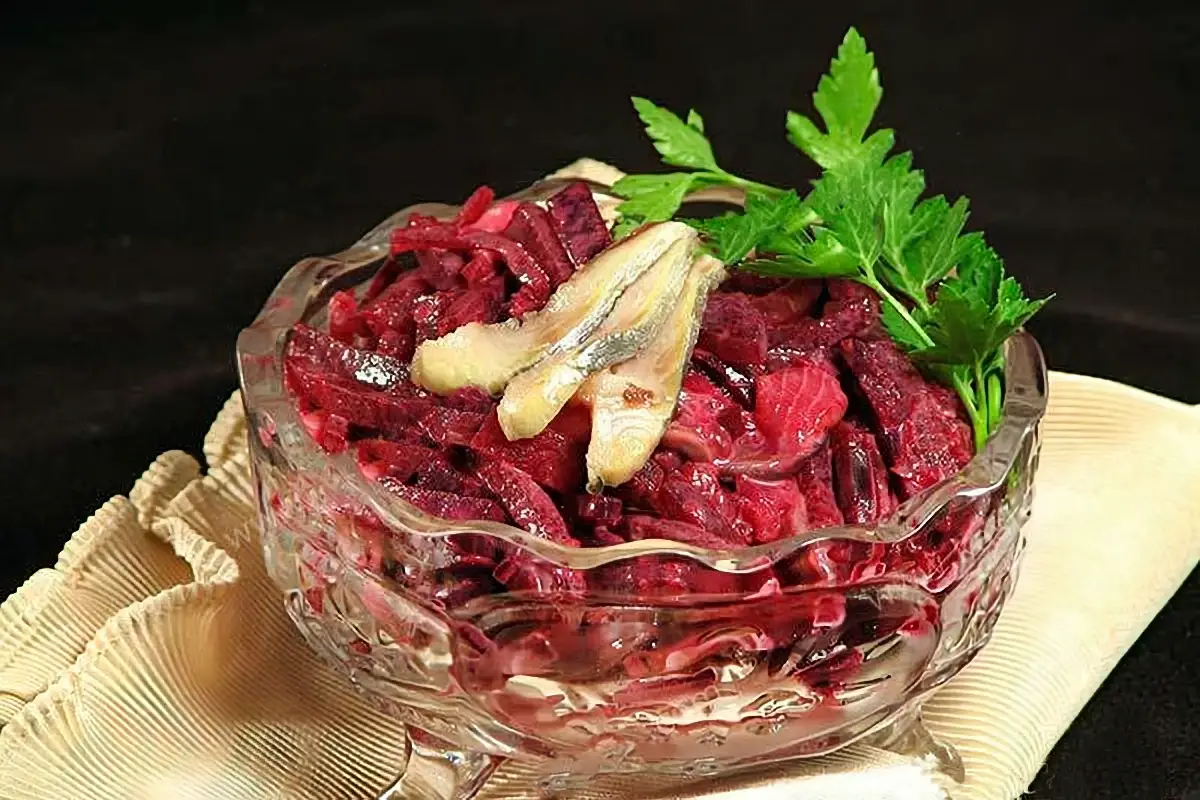 6. Beet Salad with Herring - Food From Belarus