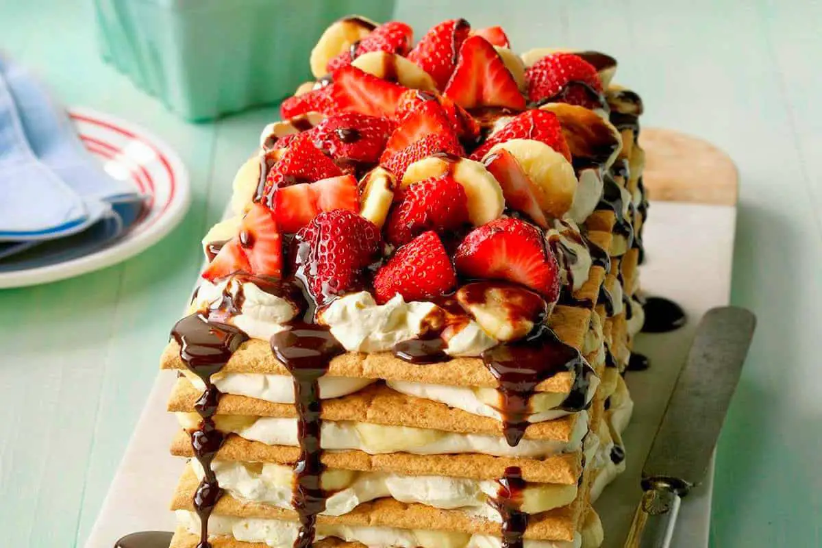 9. Banana Split Icebox Cake - strawberry and banana recipes