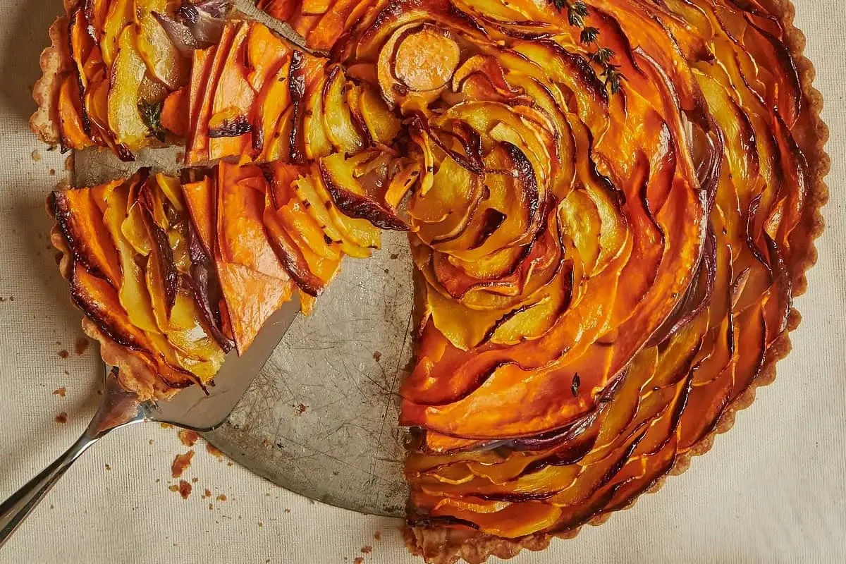 9. Squash and Caramelized Onion Tart- vegetable tart recipes