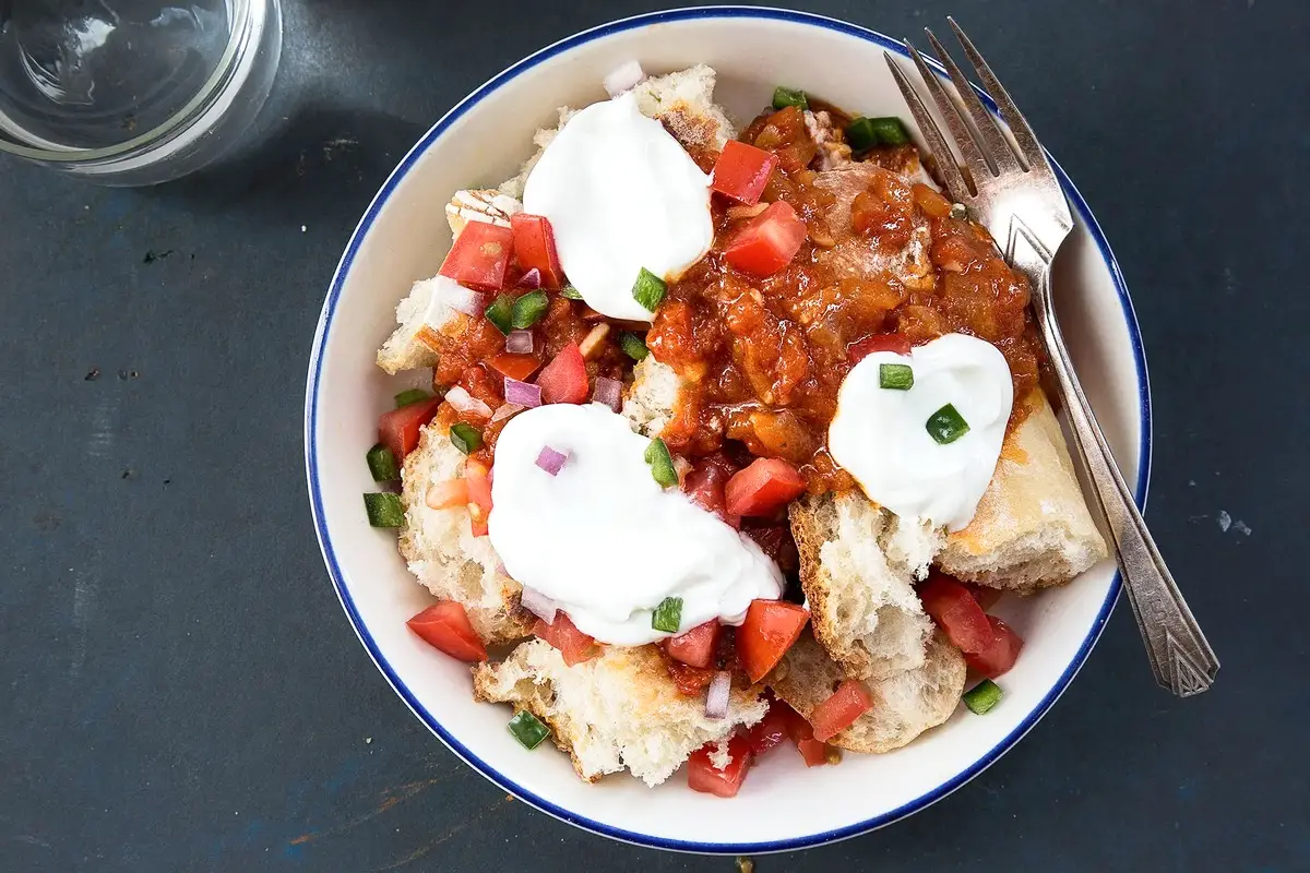 10. Eritrean Spicy Tomato Bread Salad with Yogurt (Fata)