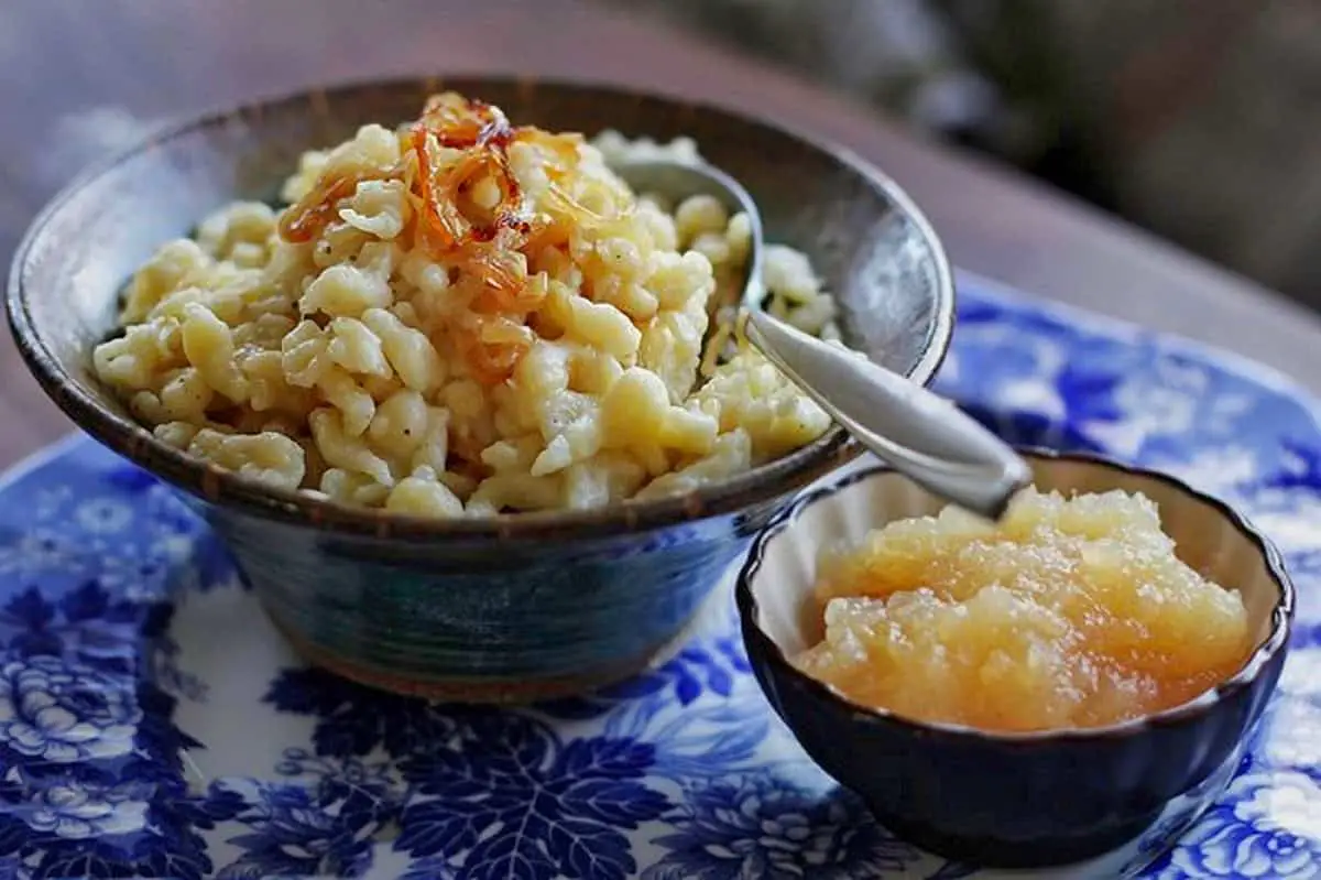 6. Käsknöpfle (Triple Cheese Pasta with Sweet Onion)