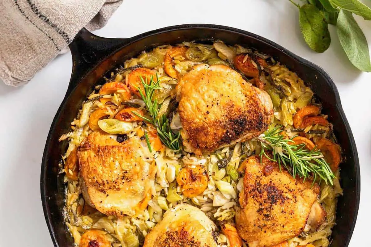 Aussie chicken recipe - One Skillet Apricot Chicken with Orzo