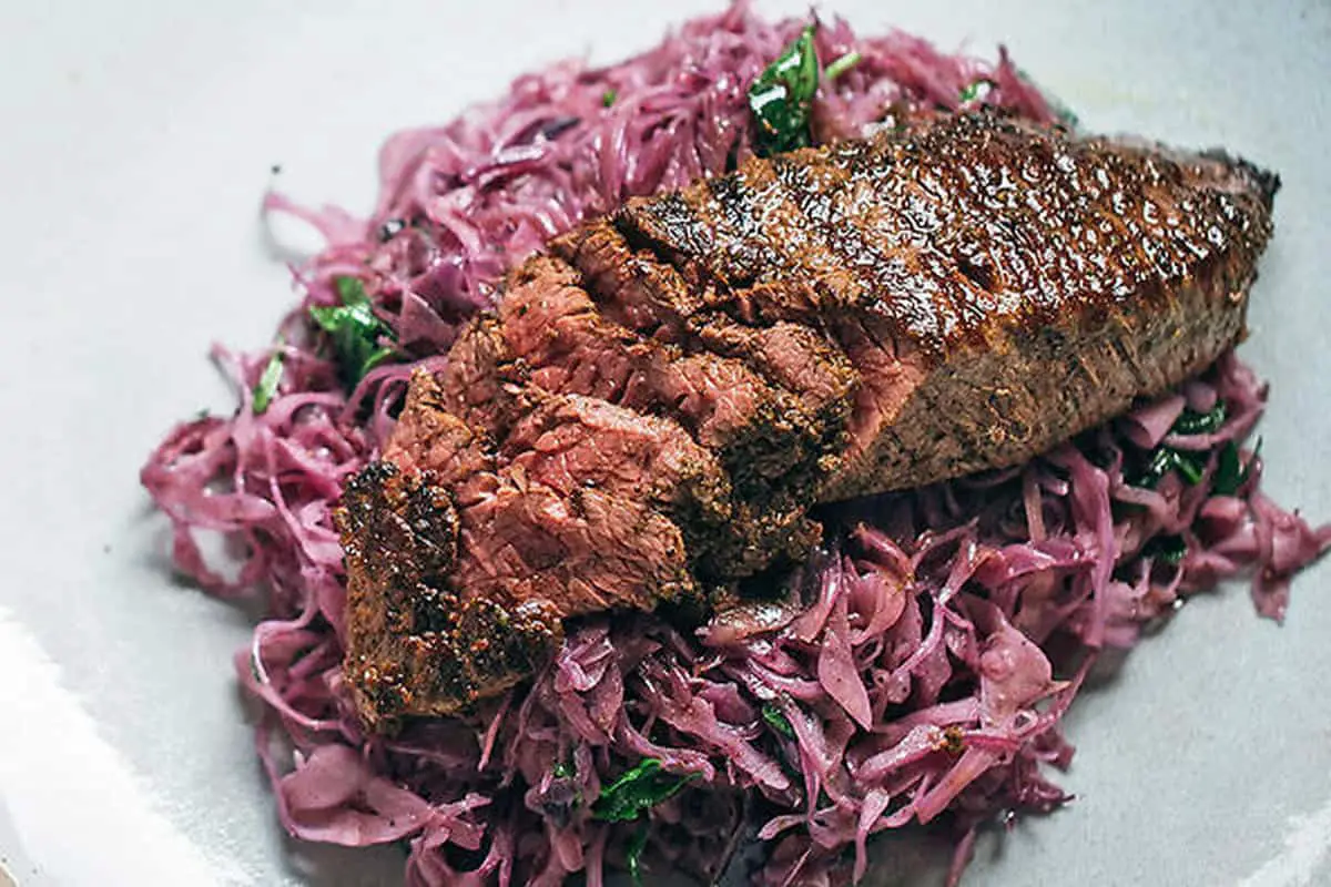 3. Five Spiced Kangaroo w Cabbage